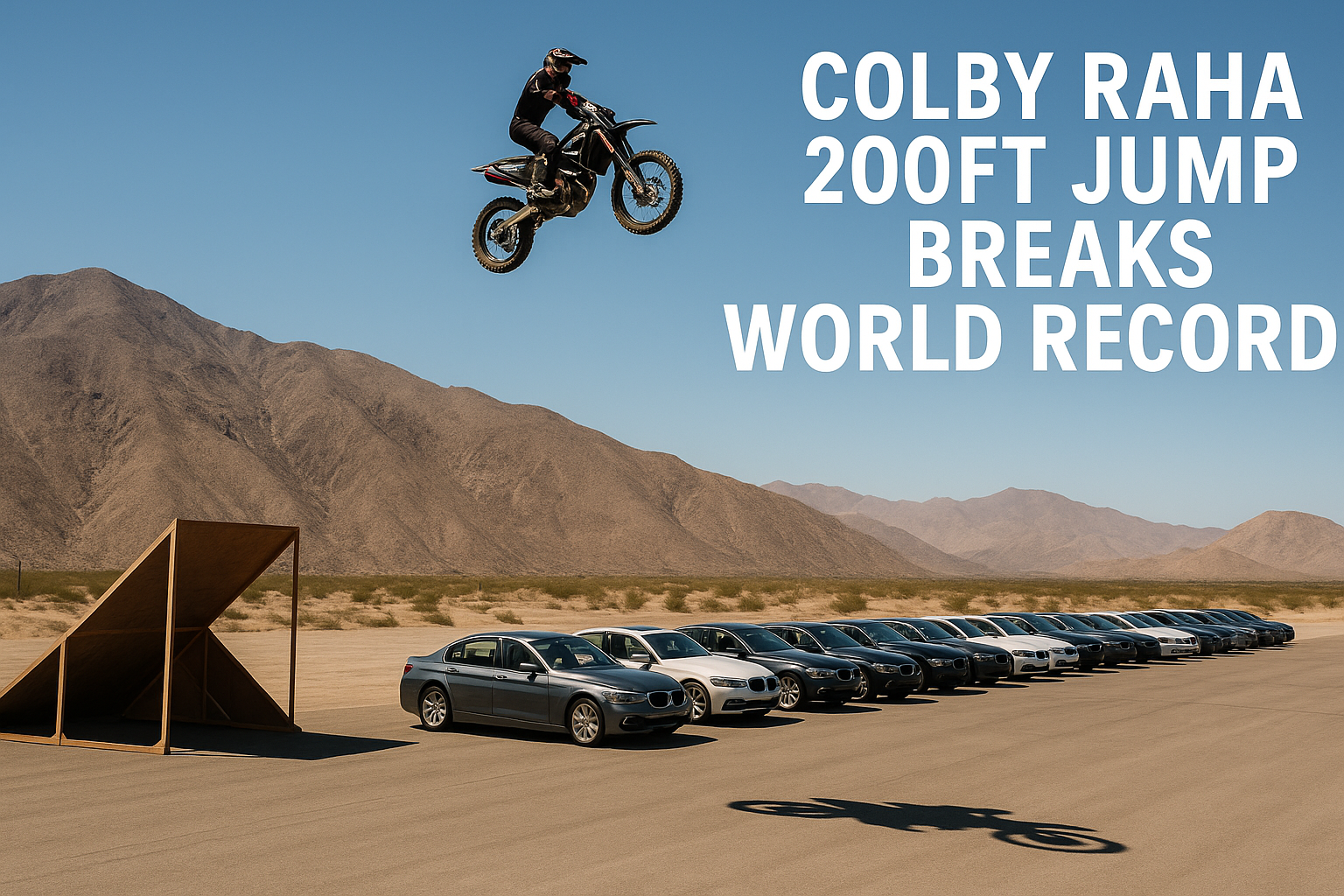 Colby Raha World record with 200-Foot Flat-Ground Motocross Jump