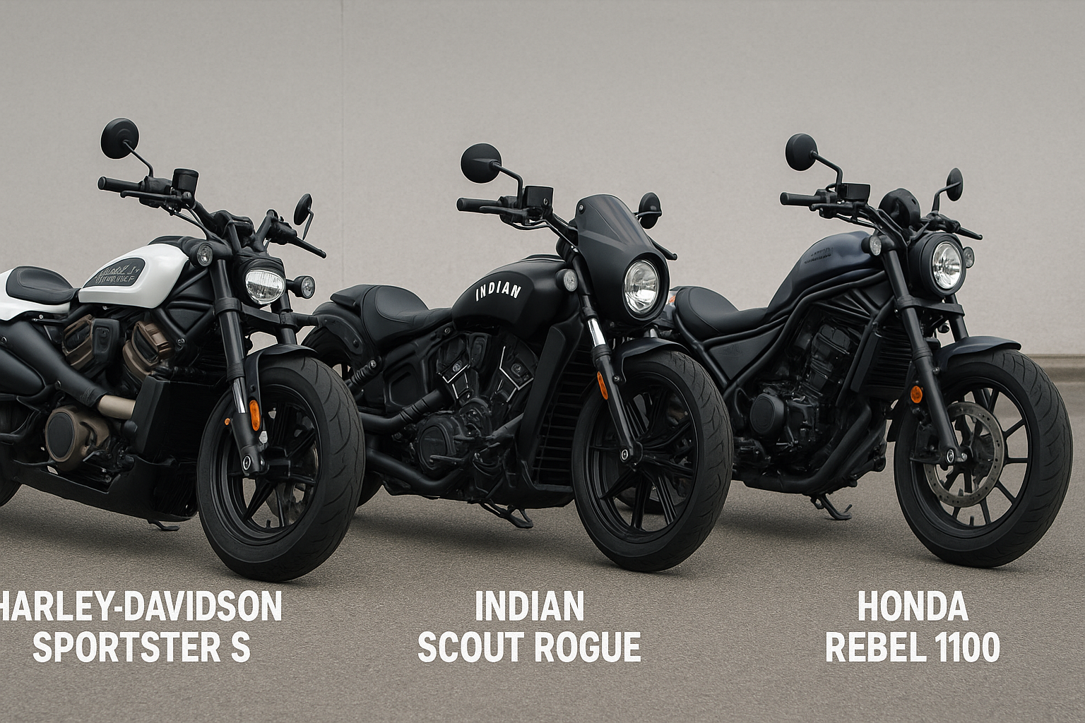 Modern Cruiser Face-Off: Harley Sportster S vs. Indian Scout Rogue vs. Honda Rebel 1100