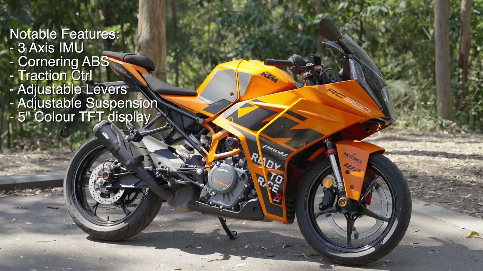 Close-up of the adjustable levers and IMU cornering ABS, showcasing innovative safety features.