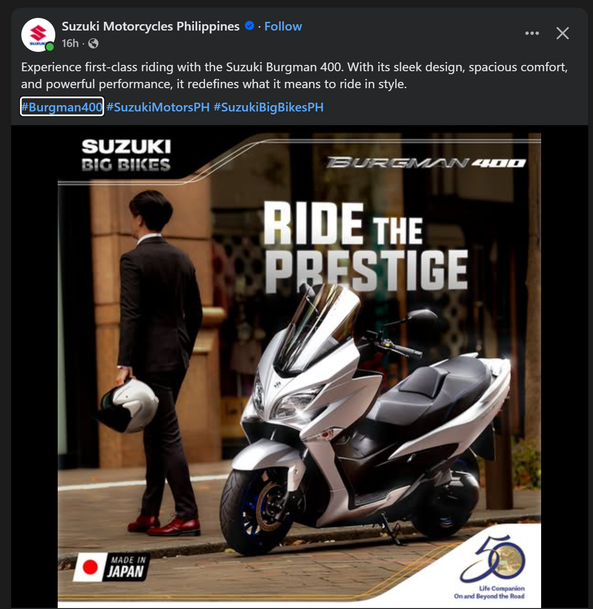 Experience Prestige with Suzuki Burgman 400