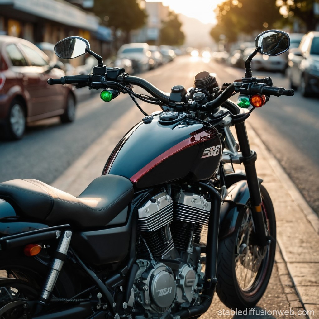 Motorcyclist taking a break and stretching at a highway rest stop