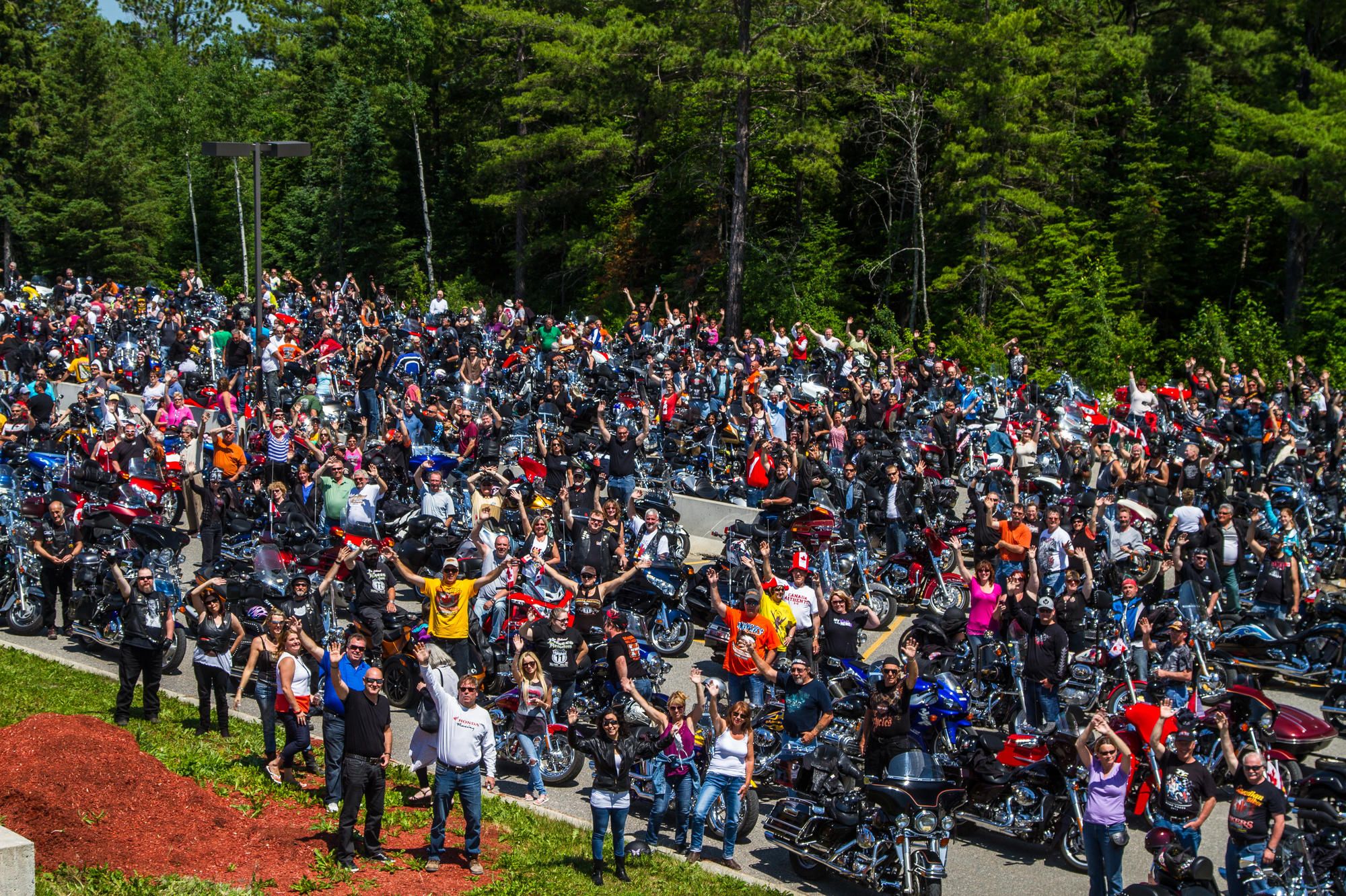 Riders assembled at charity run start line
