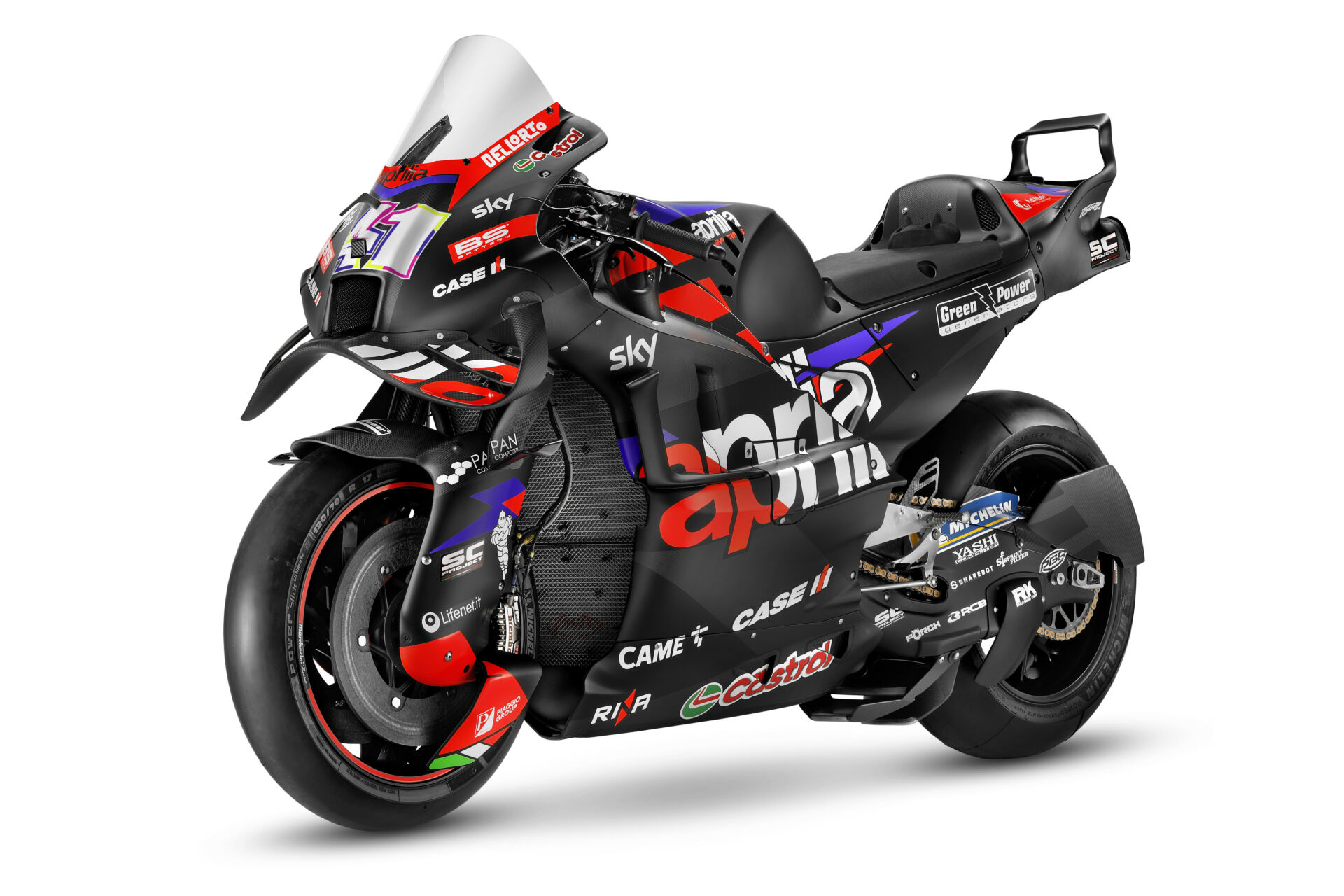 Aprilia factory MotoGP machine showing advanced aerodynamic package