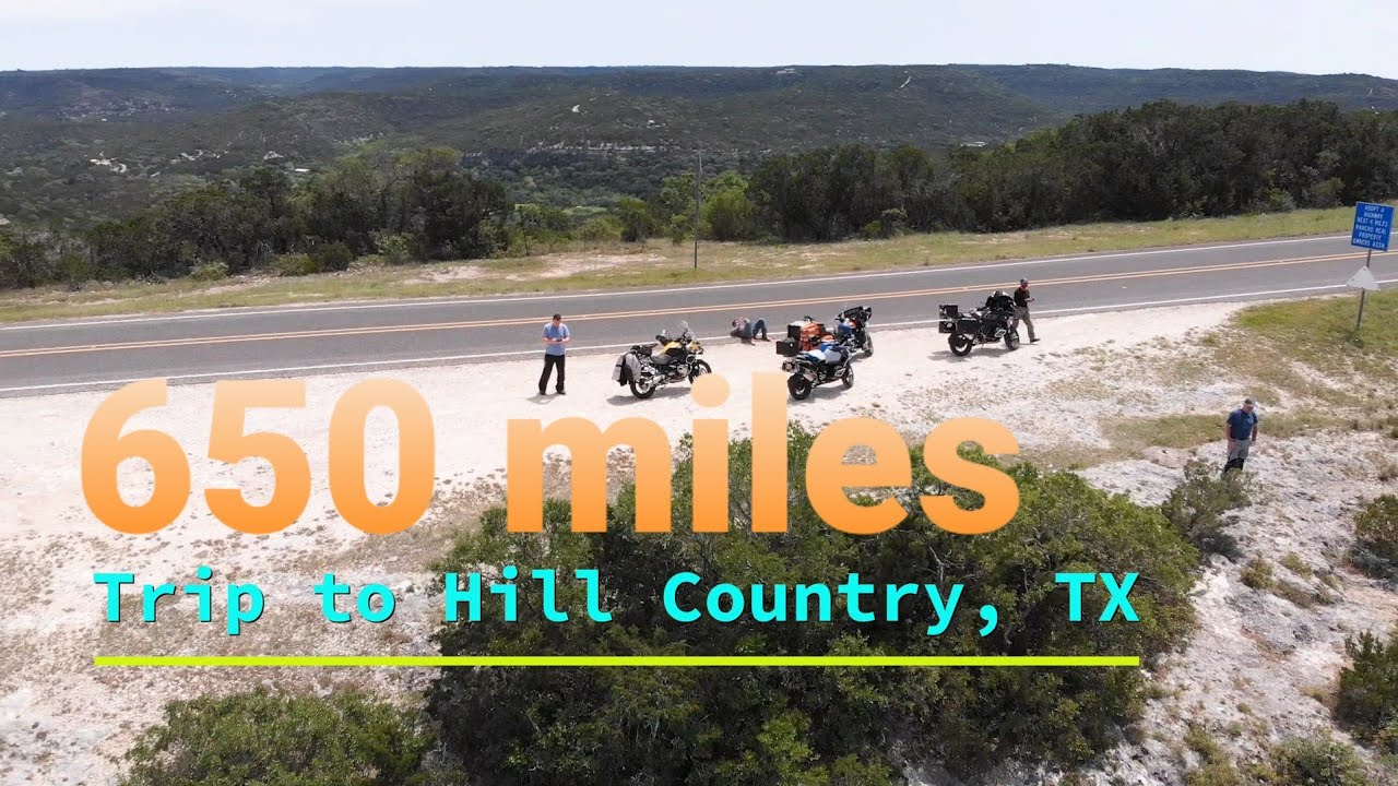 Bikes parked at a scenic overlook in Texas Hill Country