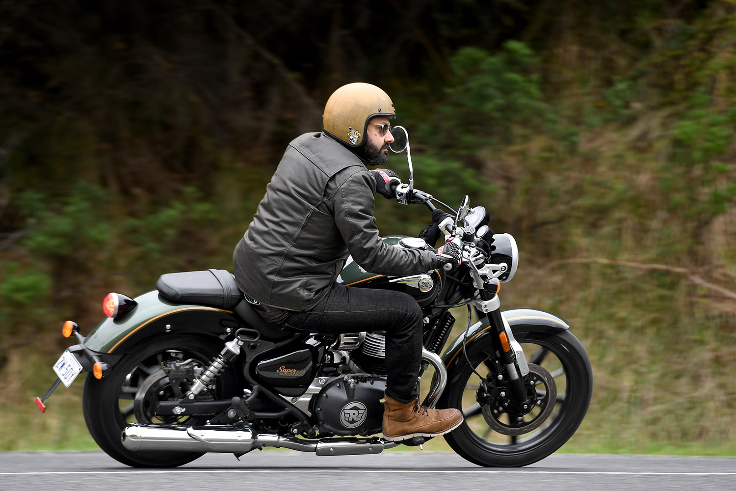 Ducati Diavel V4 in motion showing its aggressive cruiser-performance hybrid stance