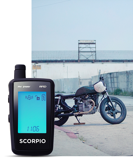 Scorpio SR-i900 alarm system on motorcycle