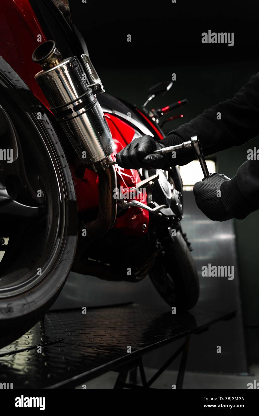 Detail shot of a carbon fibre exhaust end can