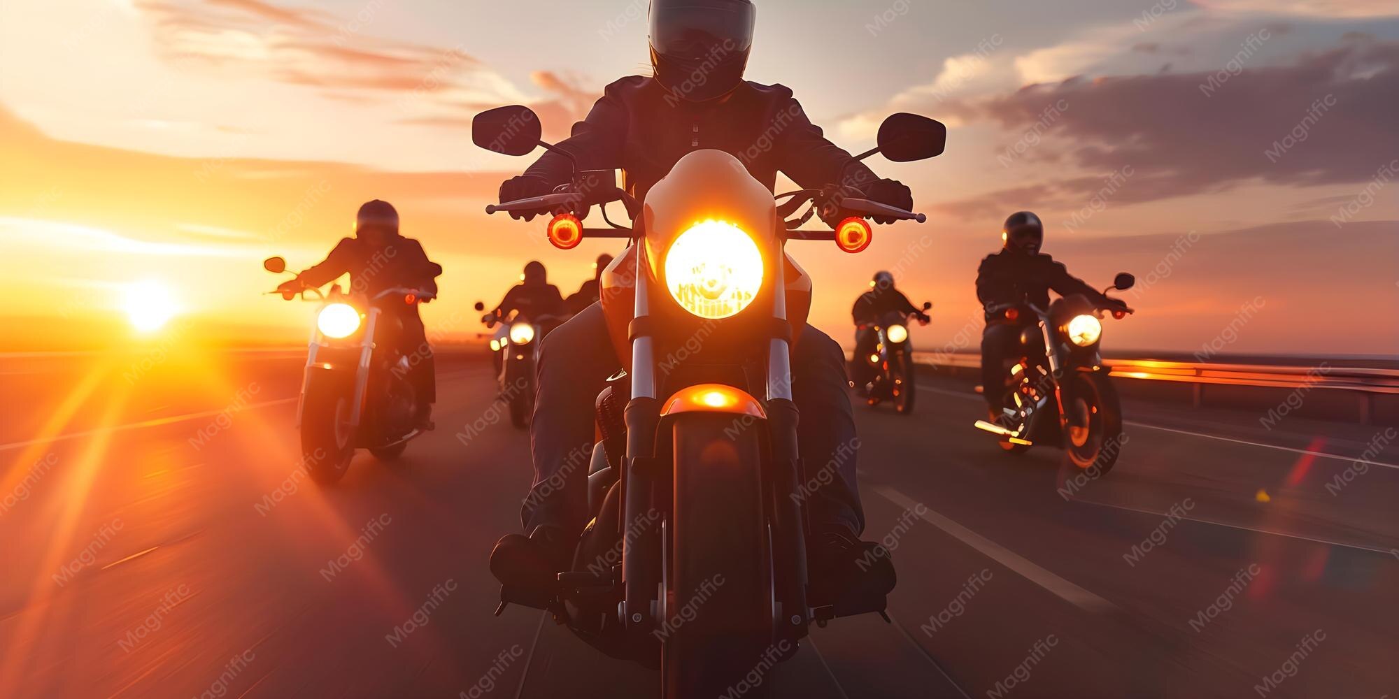 Hero image showing group of motorcycle tourers on open road