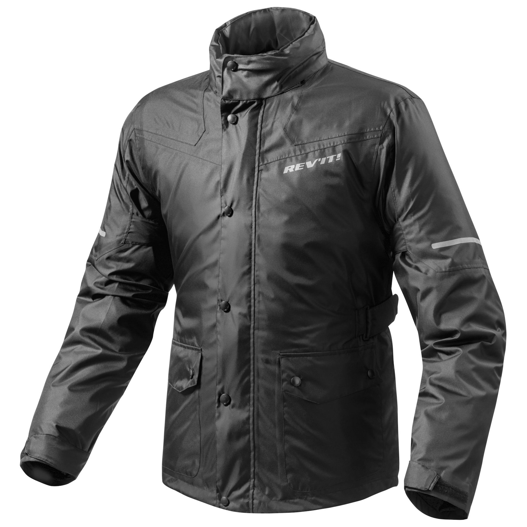 Product-style image of motorcycle rain jacket for gear overview section