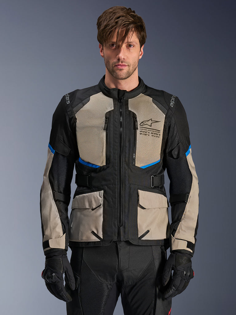 Close-up or action shot of an adventure touring textile jacket