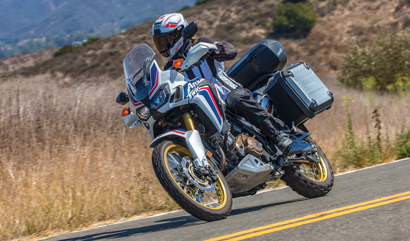 Rider on Africa Twin used during testing