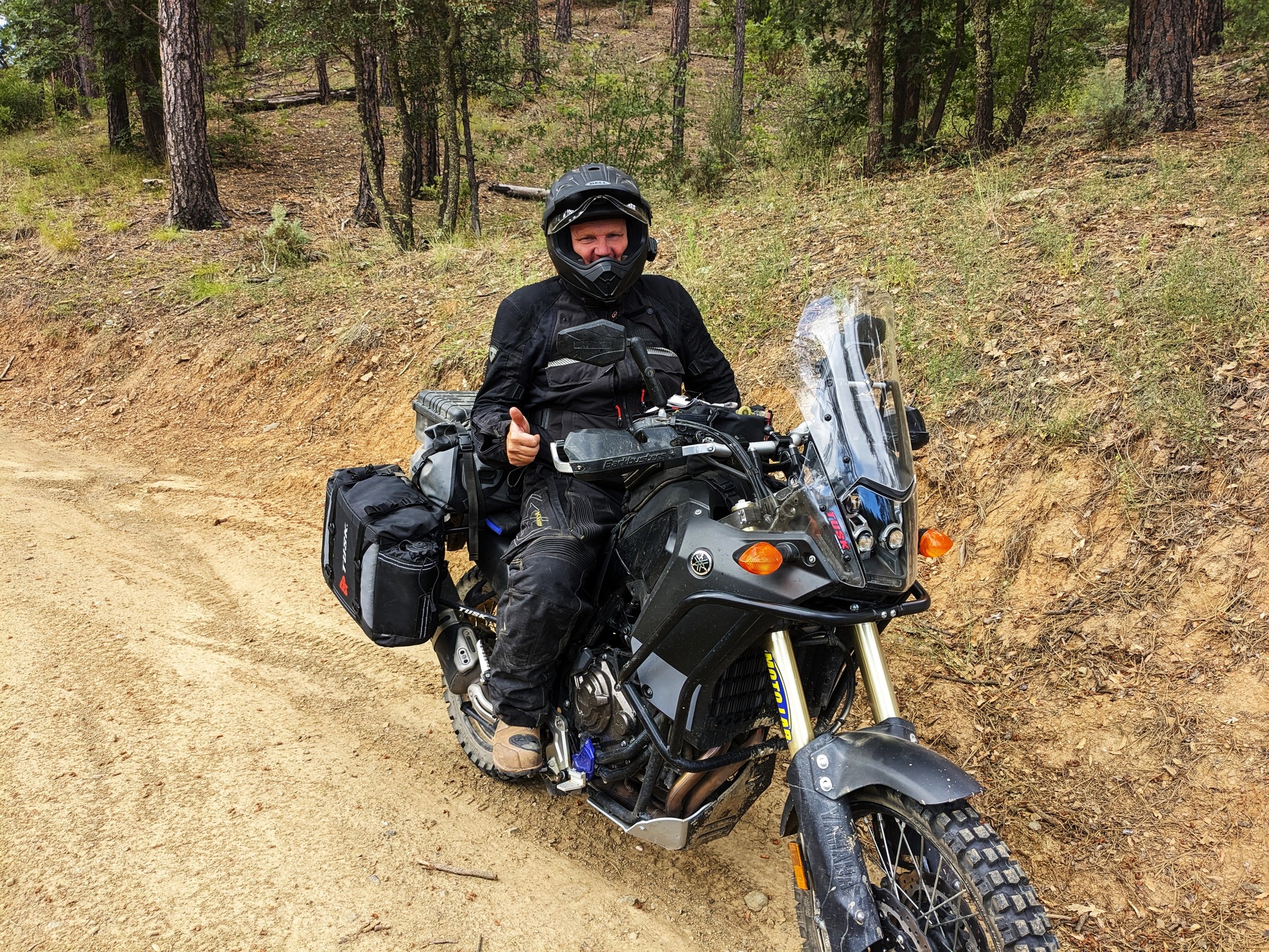 Adventure tire section illustration showing ADV bike on dirt