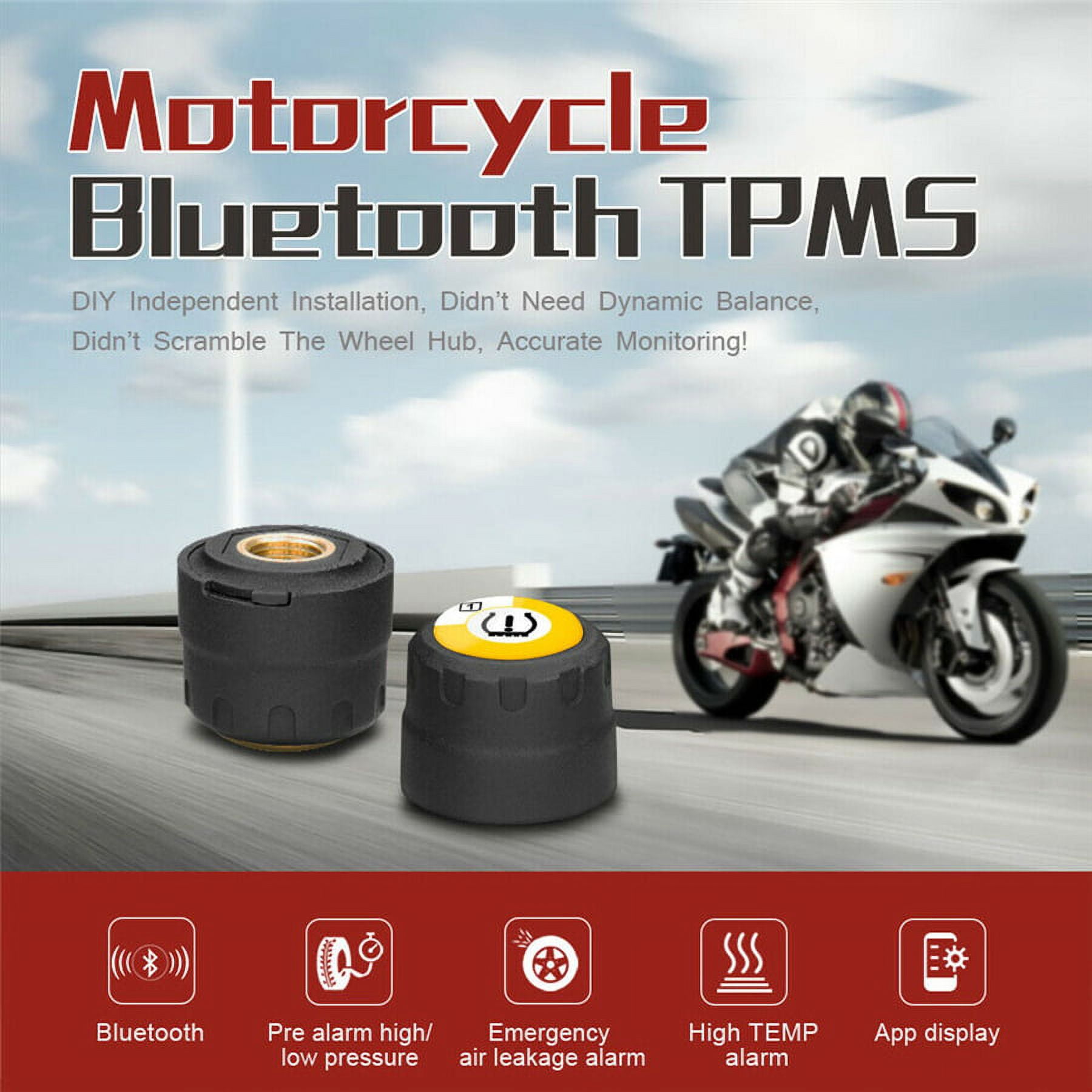 Smartphone showing TPMS app with pressure readings for Bluetooth TPMS section