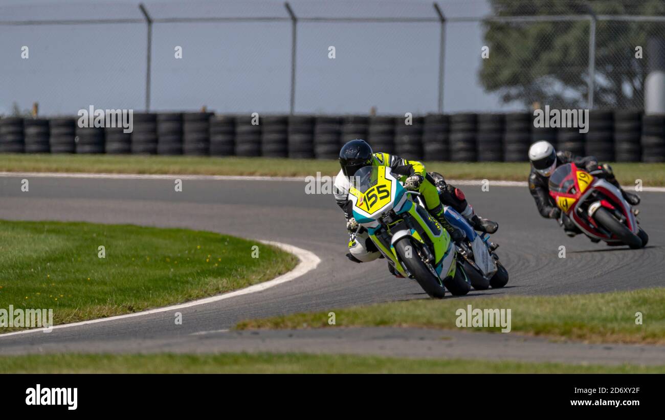 Multiple motorcycles on track during test day