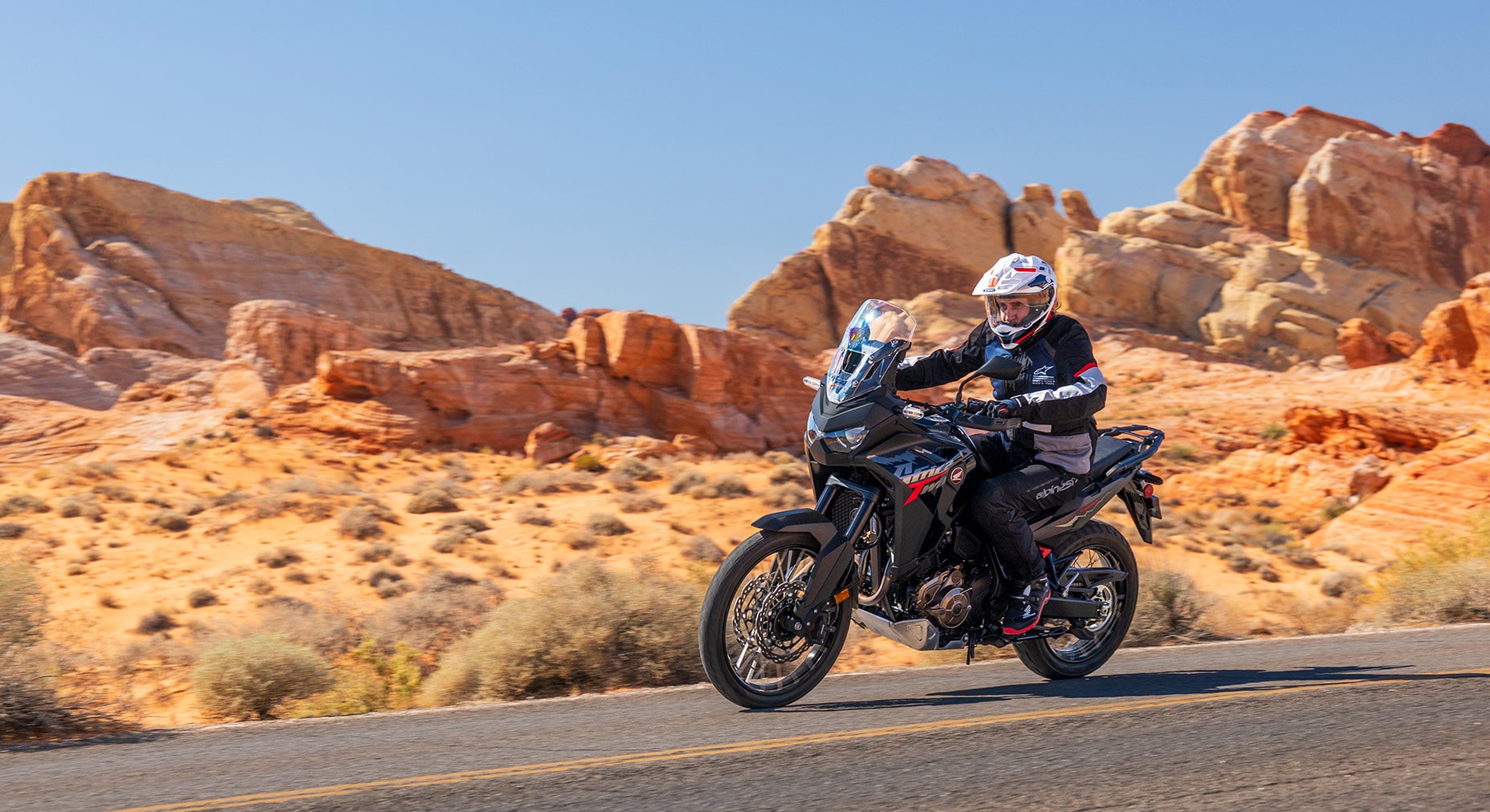 Honda Africa Twin on hardpack desert trail