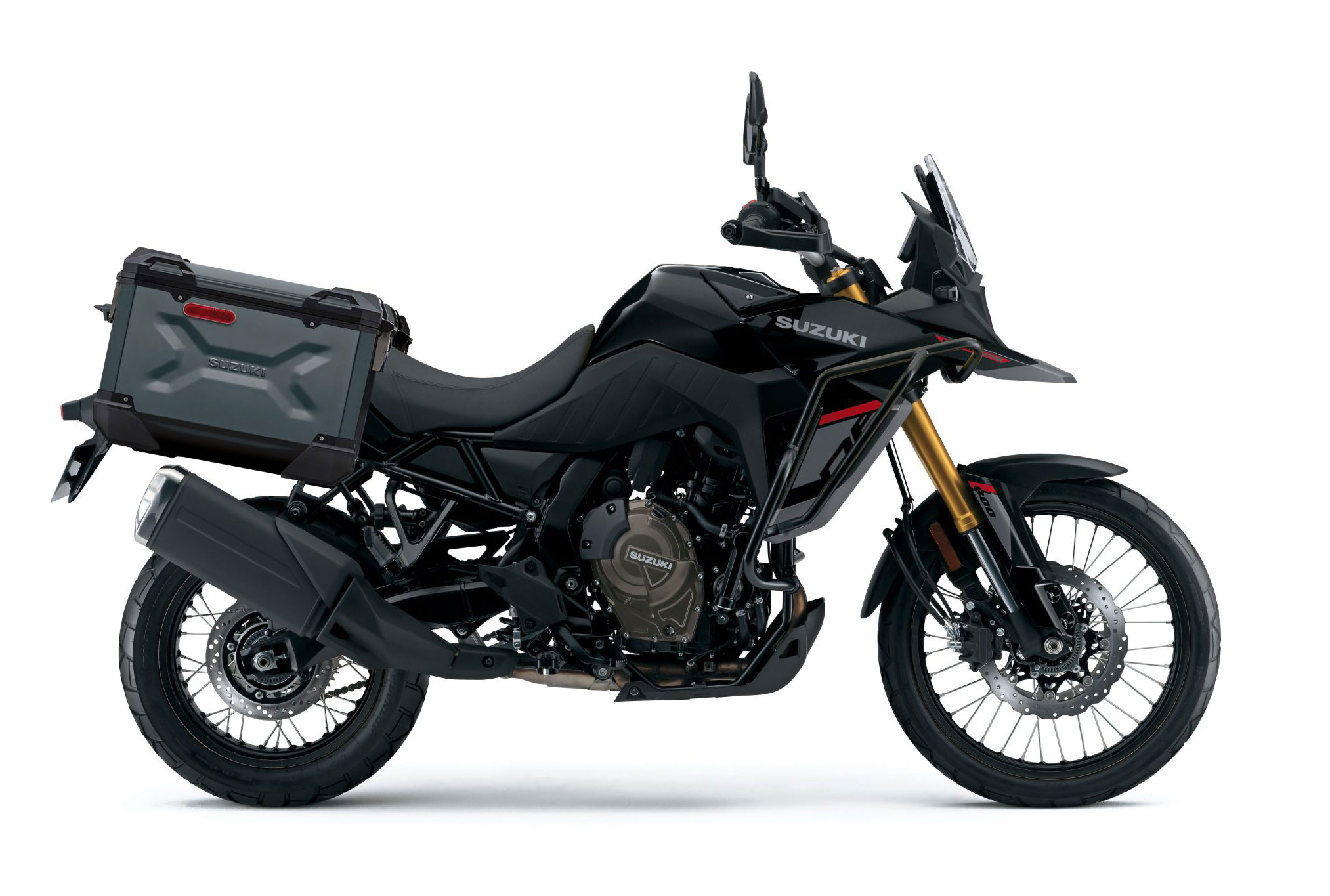 Suzuki V-Strom 800DE on a gravel road adventure ride