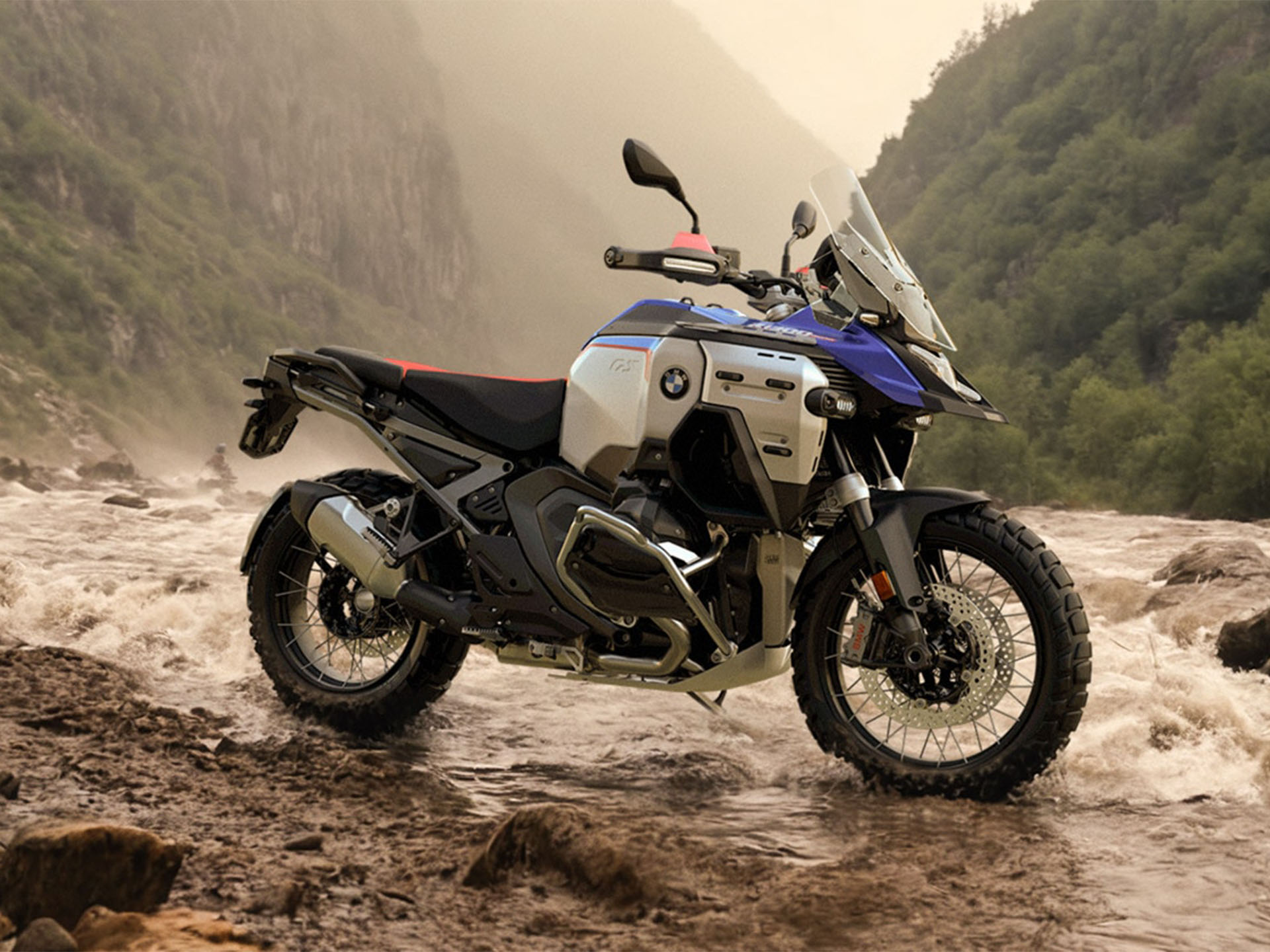 BMW R 1300 GS on road, preferably in overcast or wet conditions