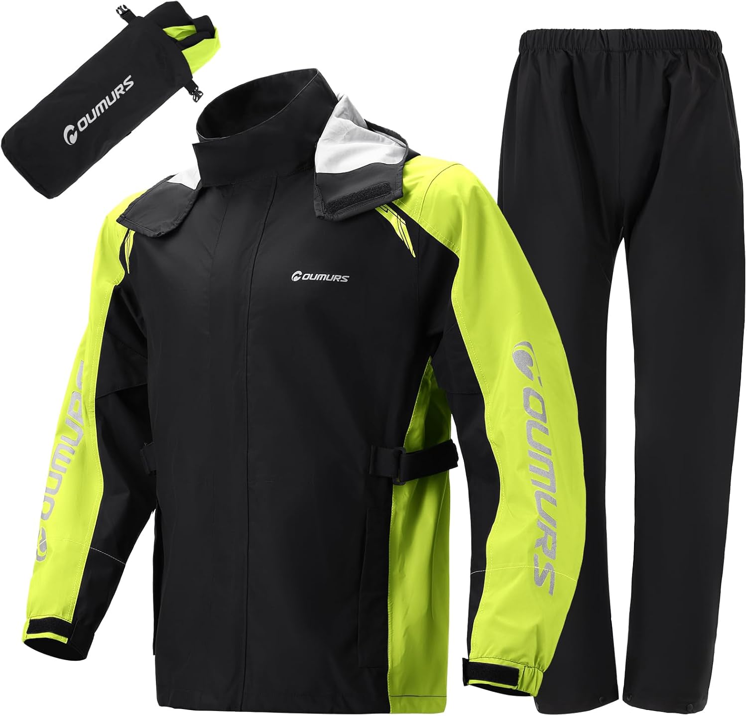Rider in proper waterproof motorcycle gear in wet weather