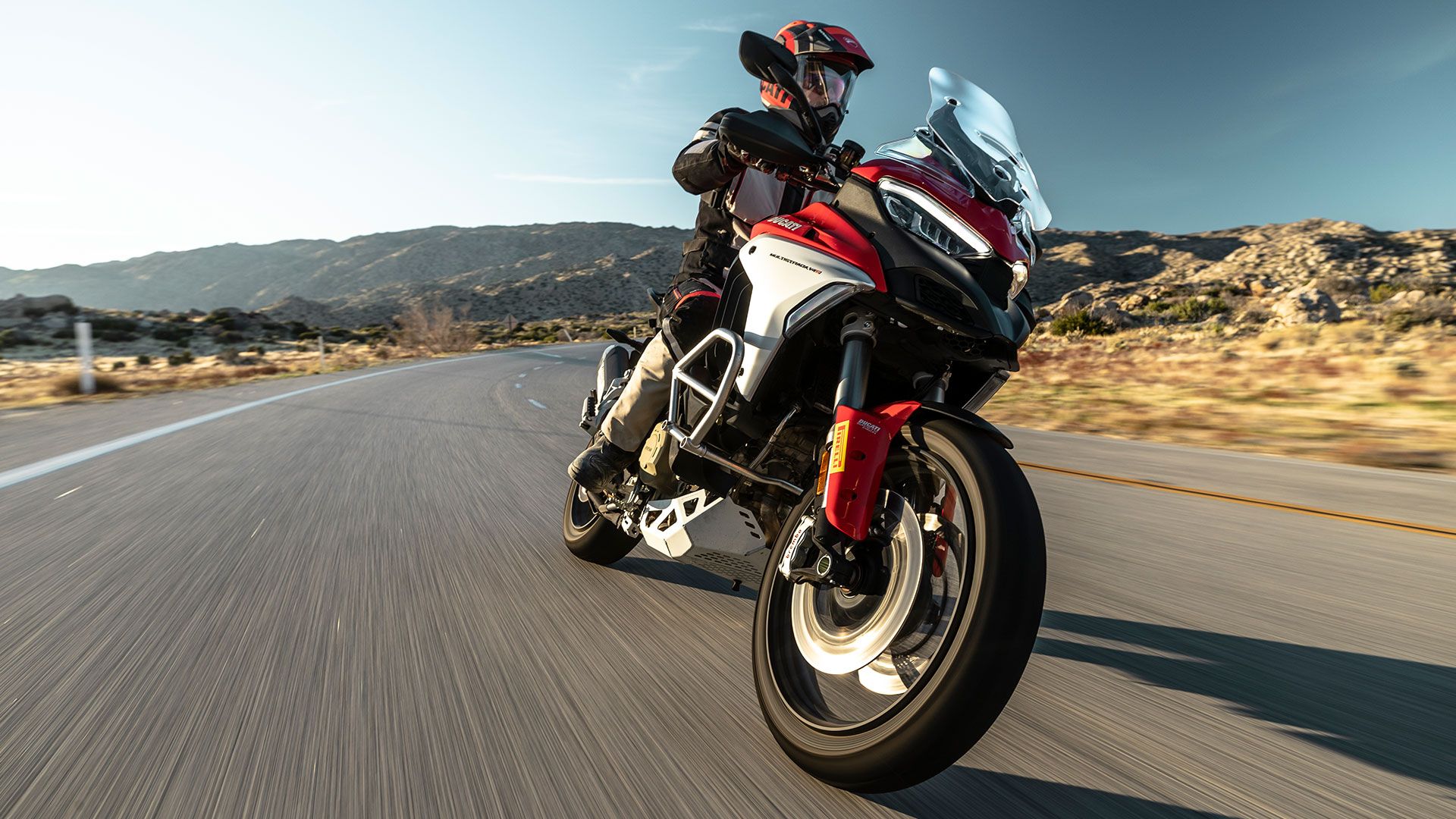 Ducati Multistrada V4 S in dynamic riding shot