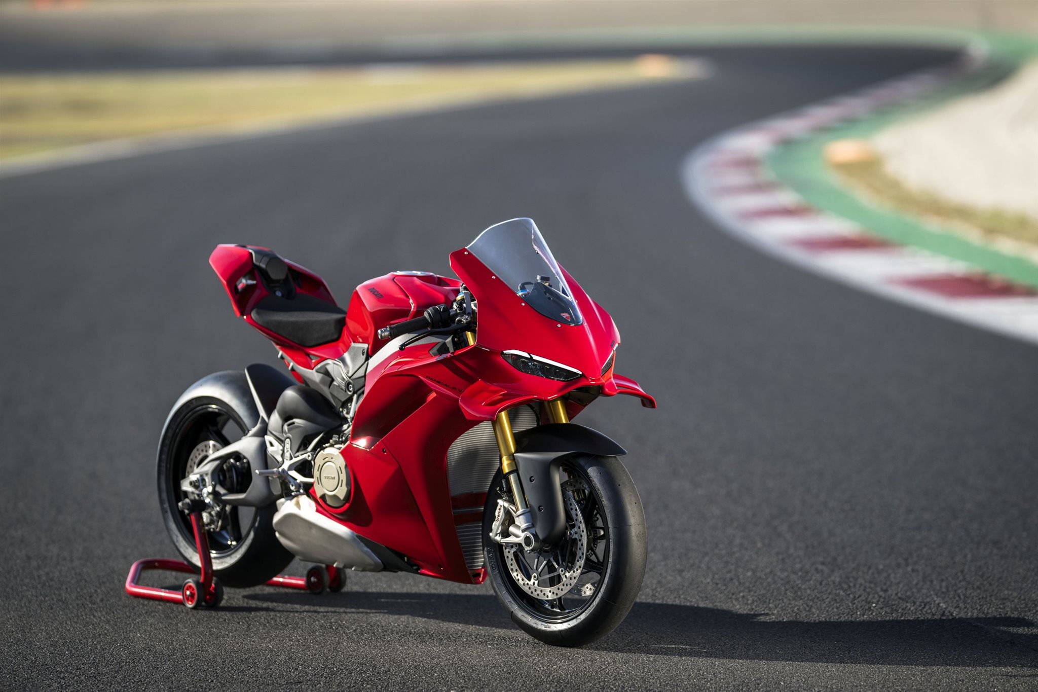 Panigale V4 S on track or in action, showing new aerodynamic winglets
