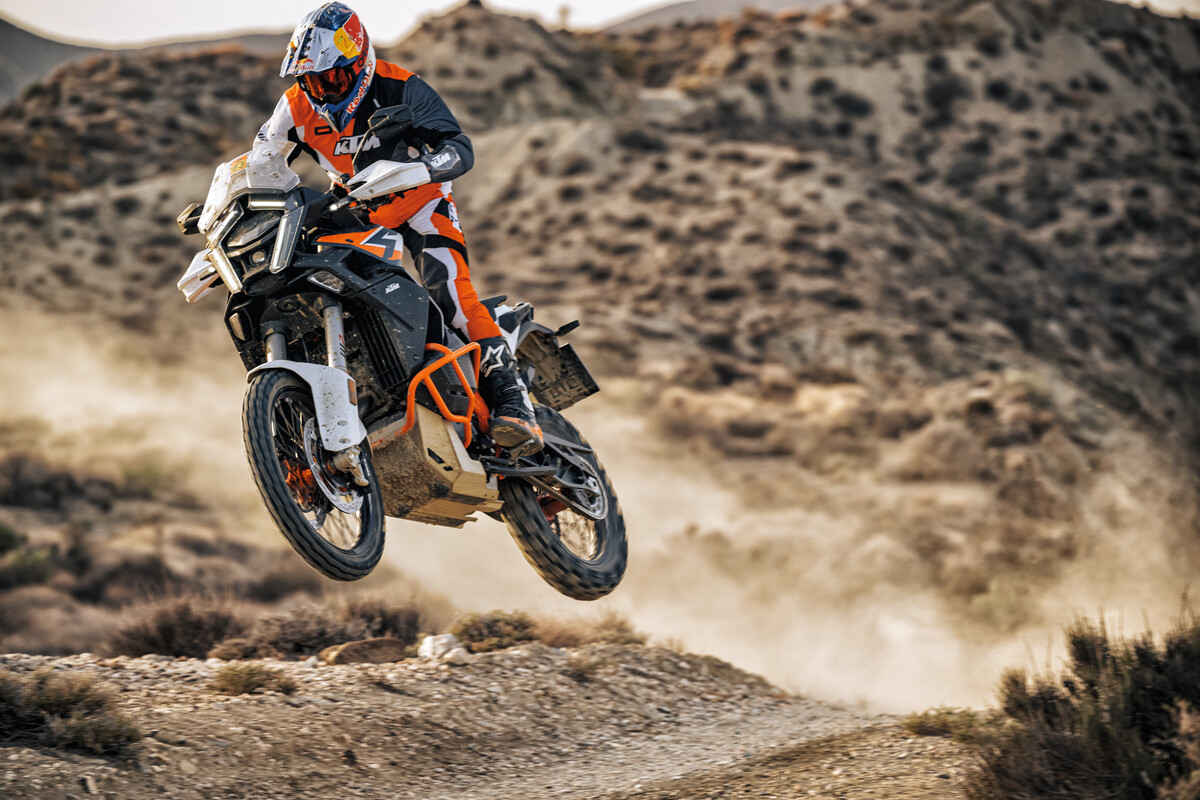 KTM 1390 Super Adventure R tackling off-road terrain