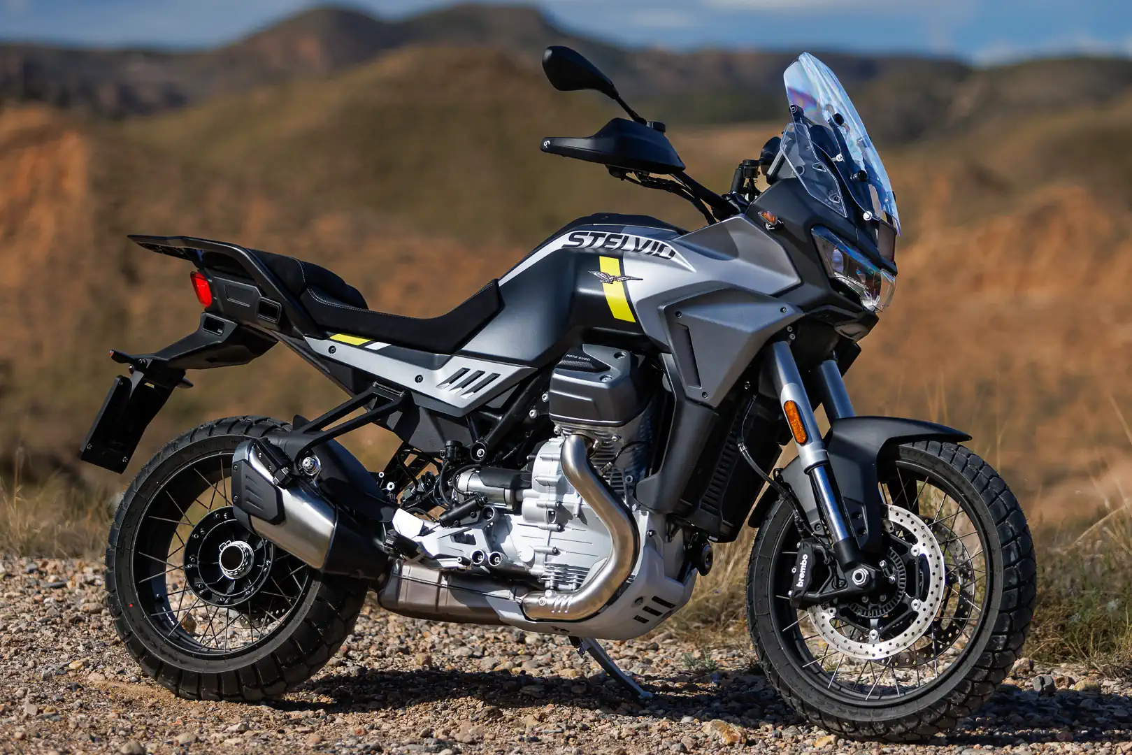 Stelvio on a mountain road or adventure terrain