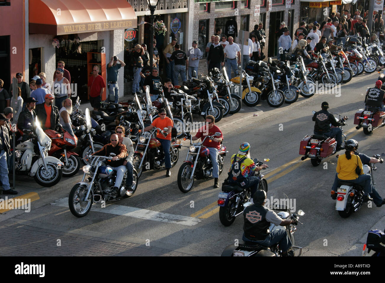 Hero image showing the iconic Main Street scene packed with motorcycles and riders