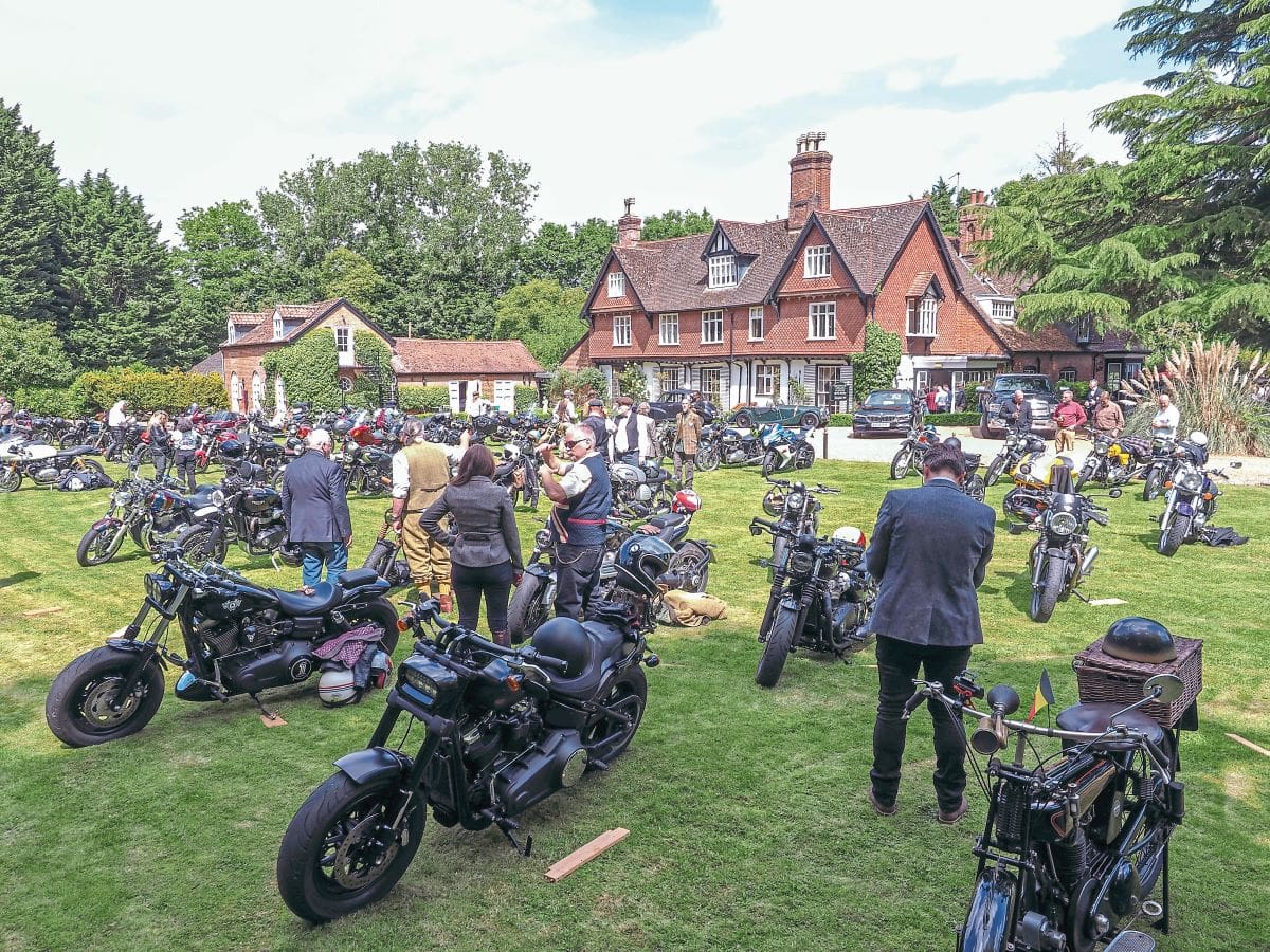 Post-ride celebration atmosphere with riders socializing