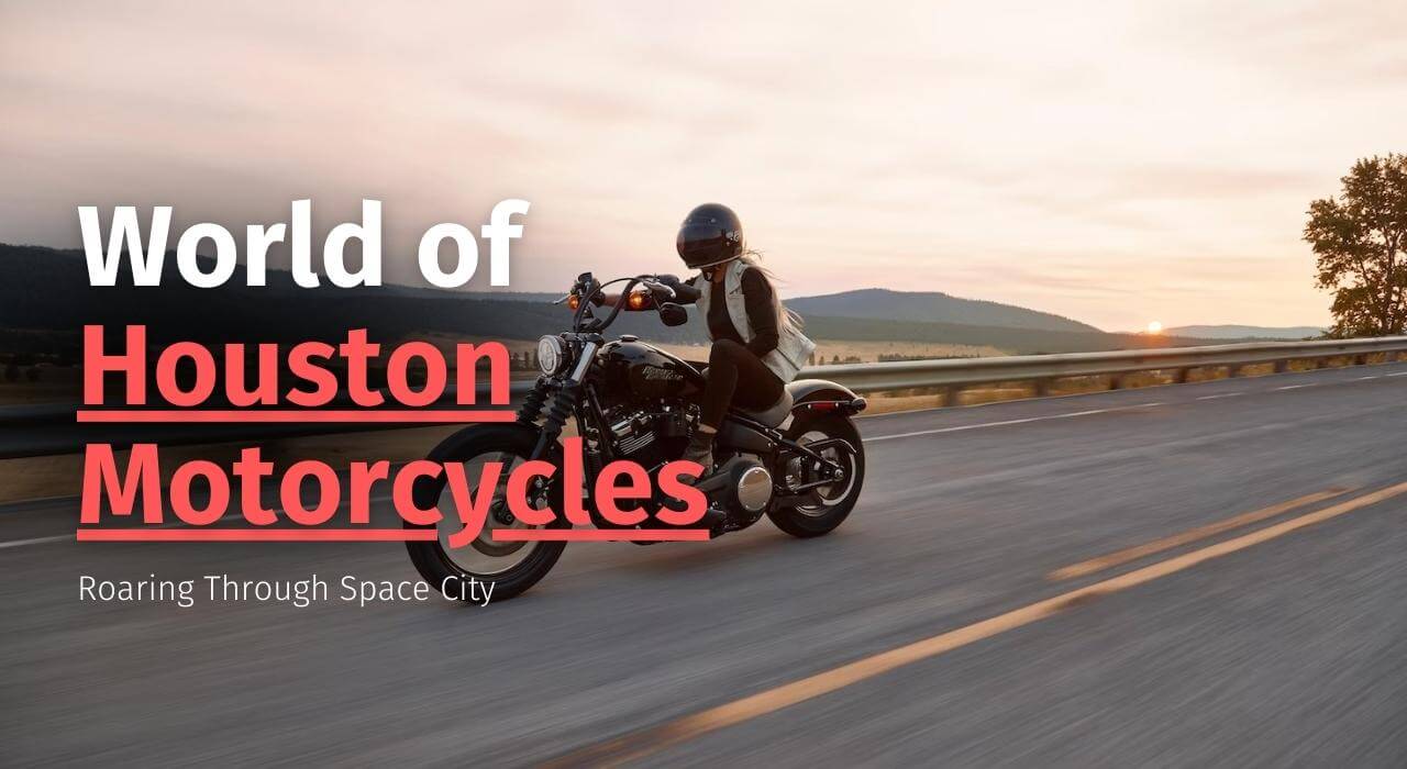 Houston cityscape or urban street with motorcycles to establish local setting