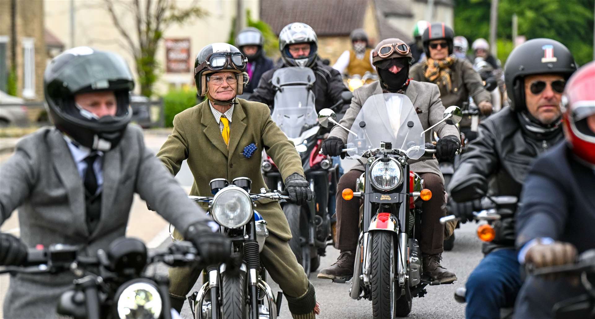 Riders gathered at staging area before the ride begins