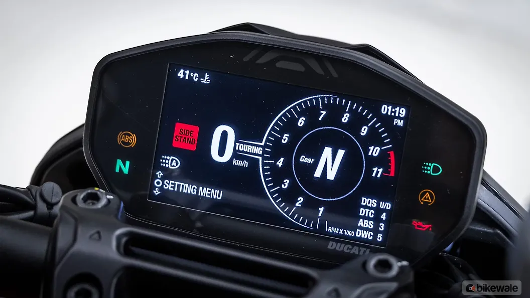 Close-up of the upgraded 5-inch TFT instrument cluster