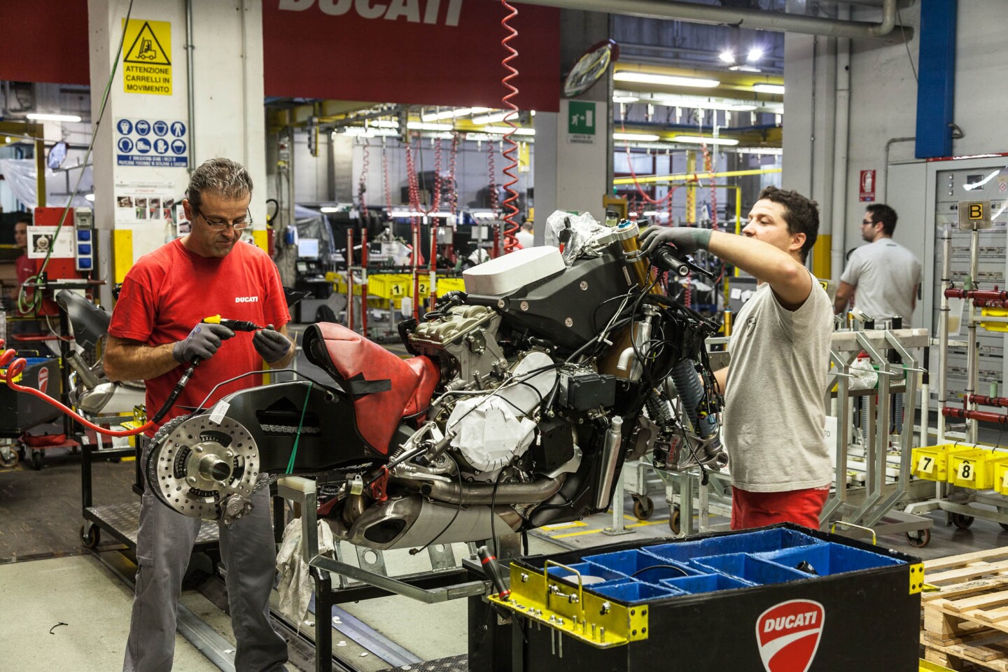 Ducati factory interior to support discussion of platform sharing and manufacturing