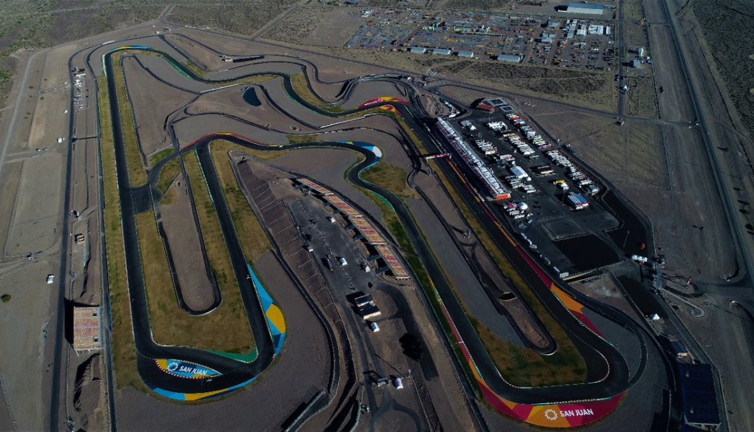 Aerial or wide shot of the San Juan Villicum circuit in Argentina