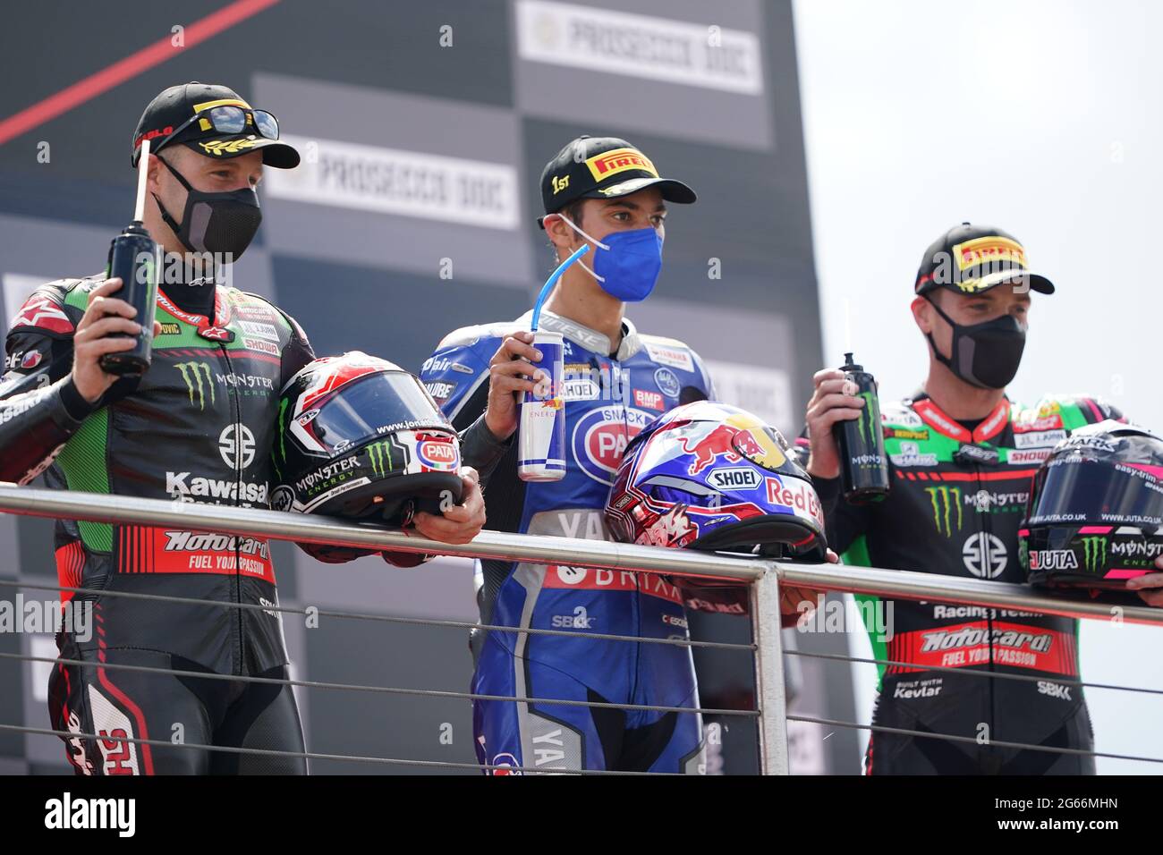 Podium celebration at WorldSBK round