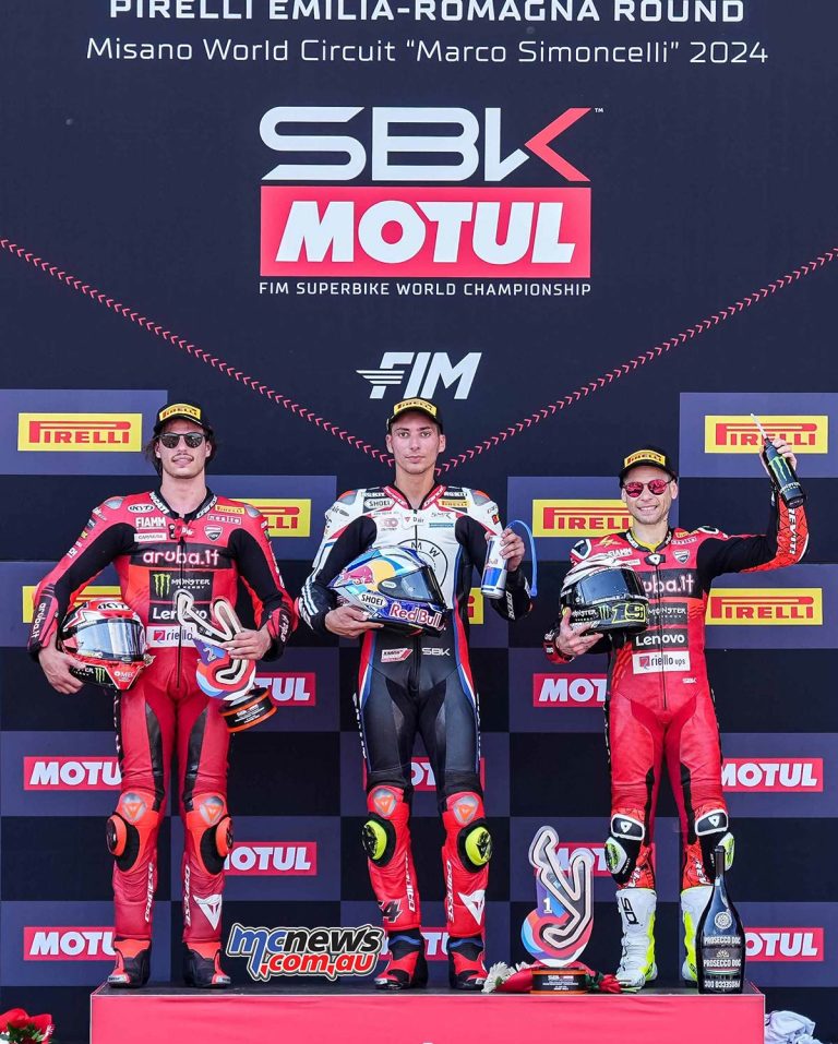 Podium celebration at a WorldSBK round