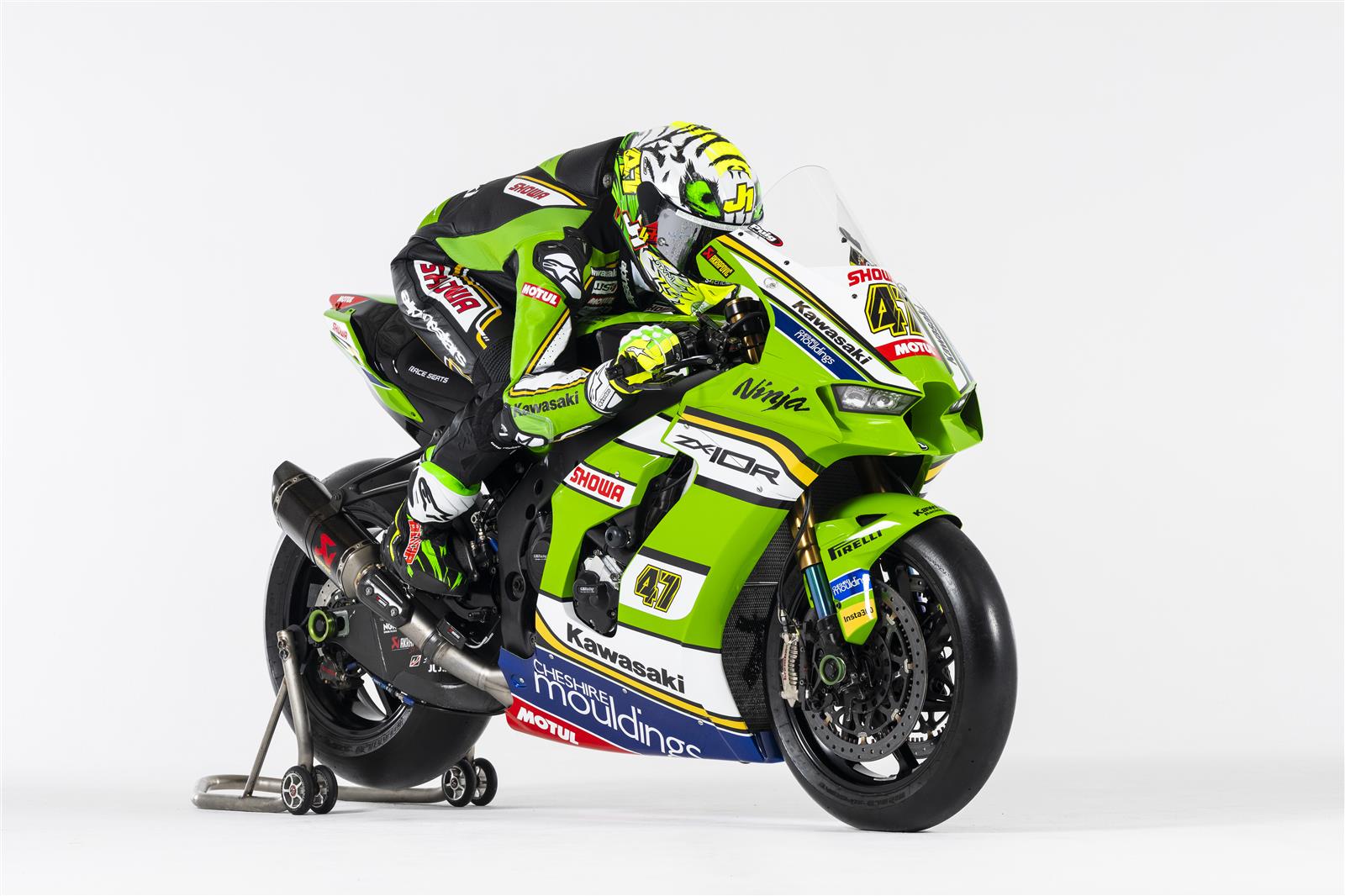 Kawasaki ZX-10RR in WorldSBK livery on track