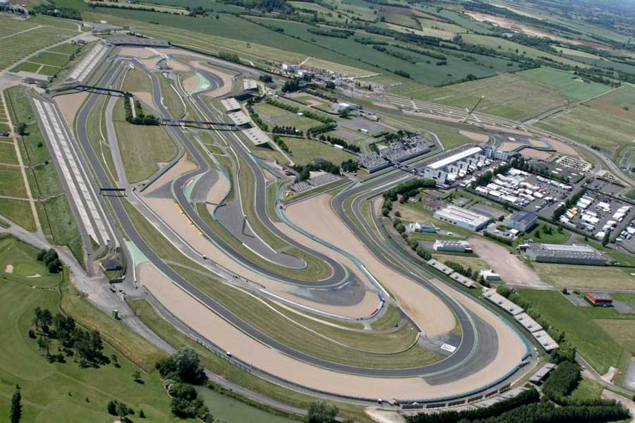 Aerial or wide shot of the Magny-Cours circuit in France