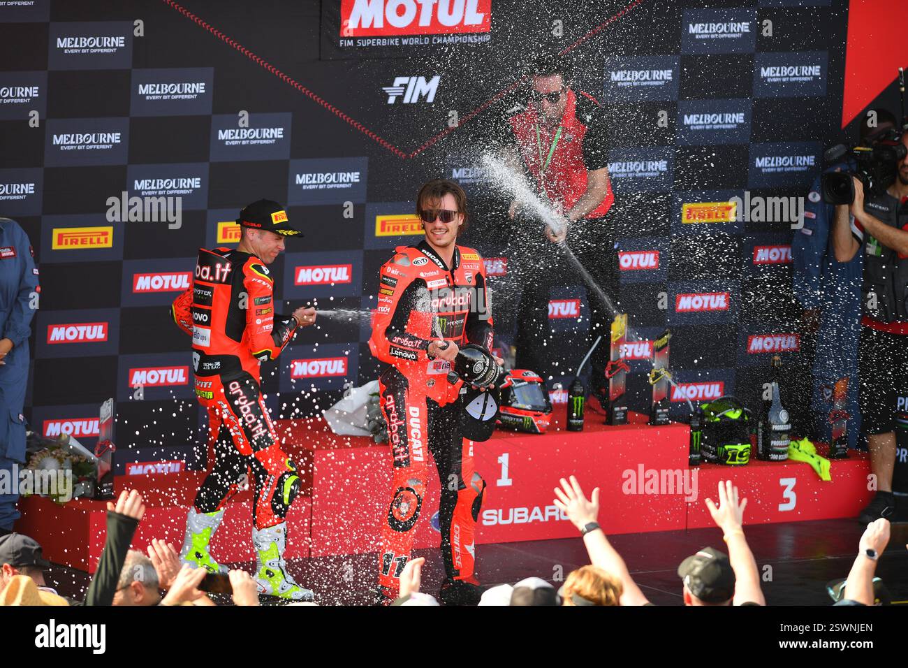 Podium celebration after Race 1 or Race 2