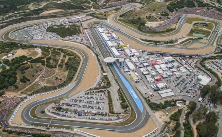 Aerial or wide shot of the Circuito de Jerez during a race weekend