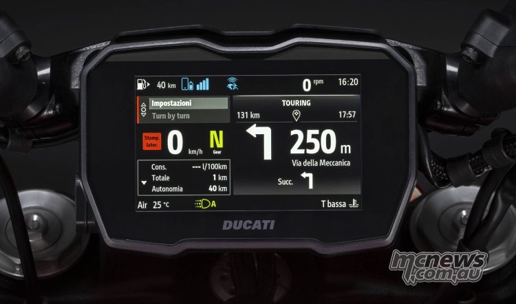 Close-up of the 6.5-inch TFT display and controls