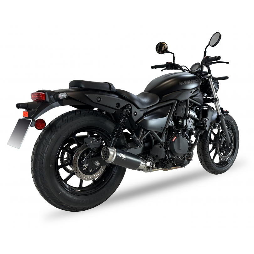 Rear three-quarter shot highlighting chrome exhaust tips and rear tire