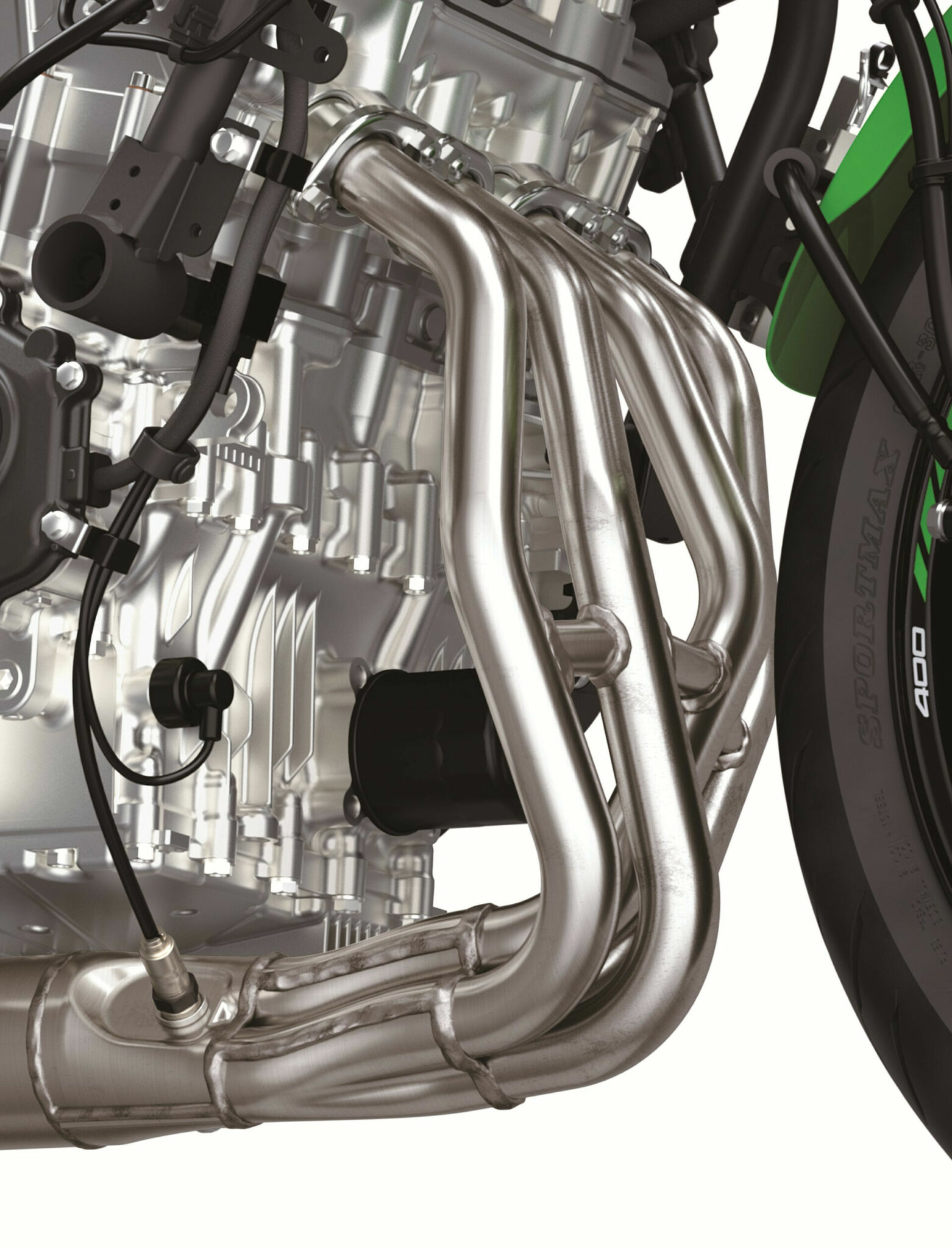 Engine bay and exhaust detail shot