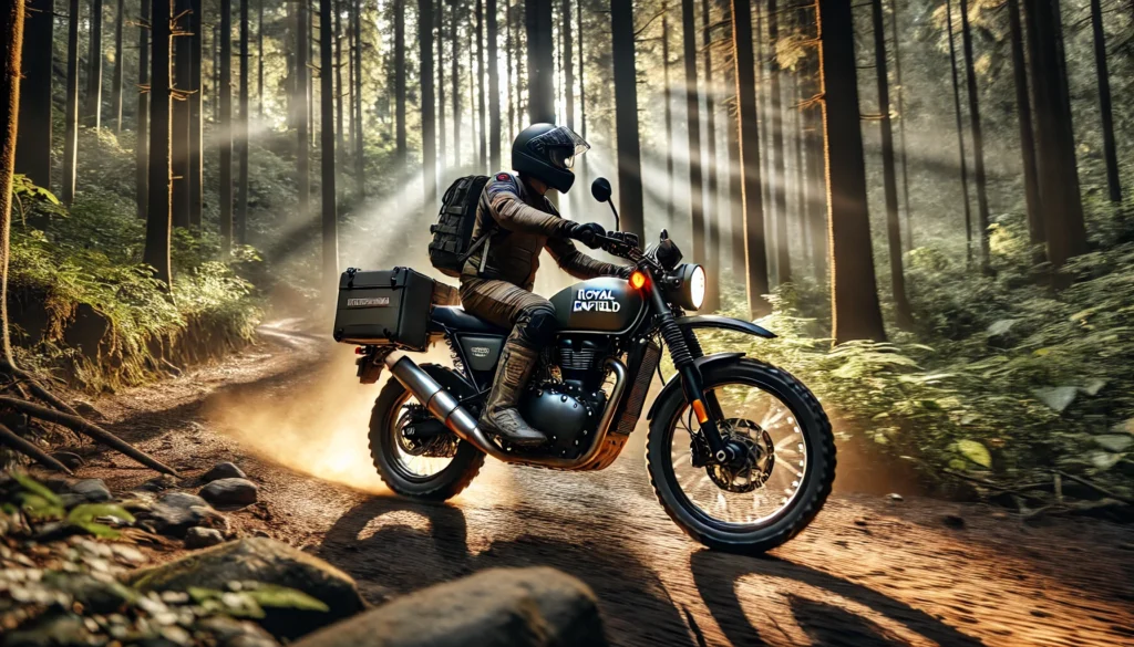 Rider on the Guerrilla 450 on a winding mountain road