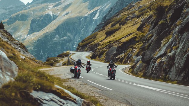 V-Strom on sweeping mountain tarmac road — road riding section