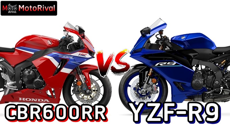 Comparison image of Yamaha R9 and Honda CBR600RR