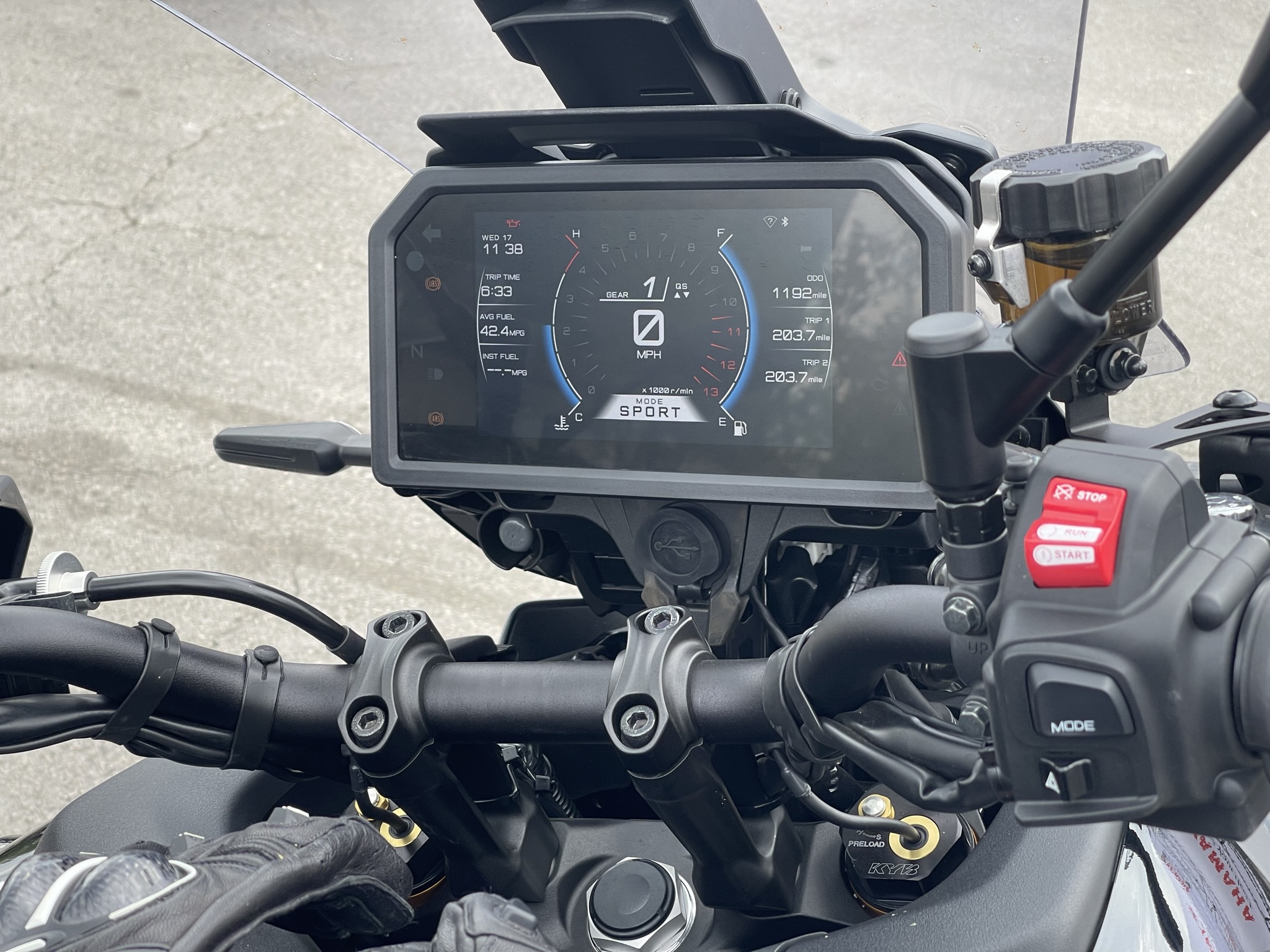 Close-up of the TFT display