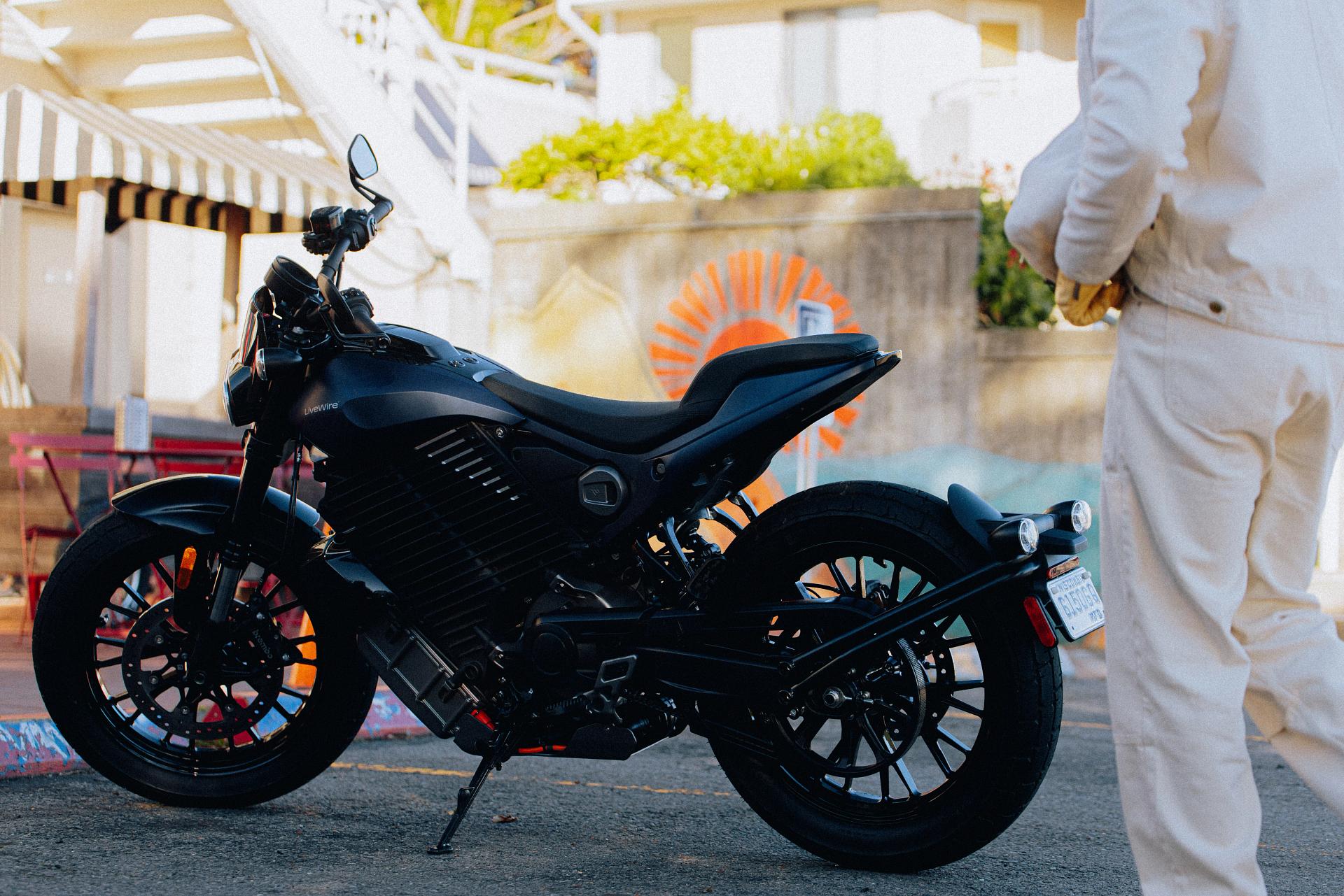 Hero image showing a LIVEWIRE electric motorcycle on the road
