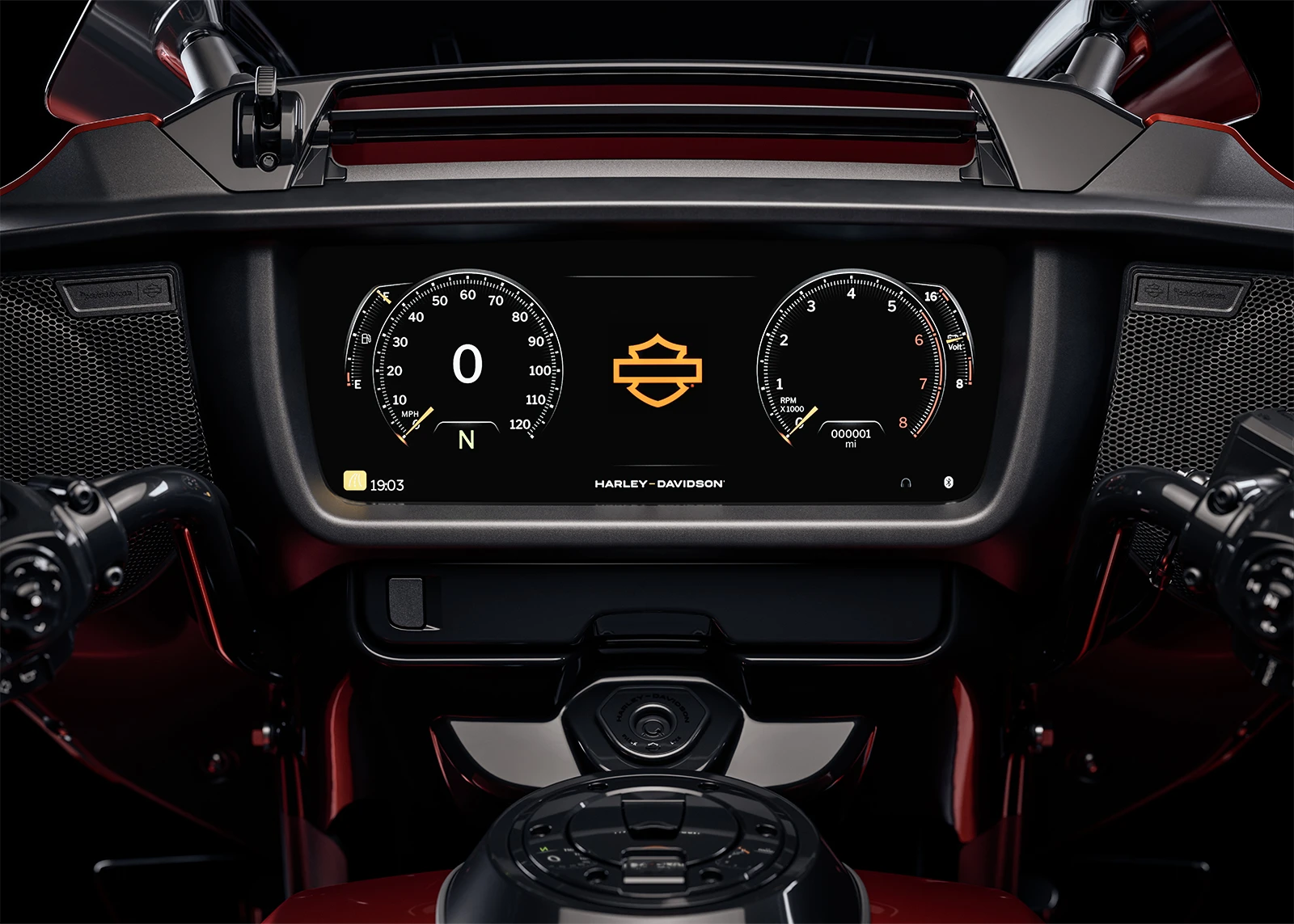 Dashboard/instrument cluster showing the new 5-inch TFT display
