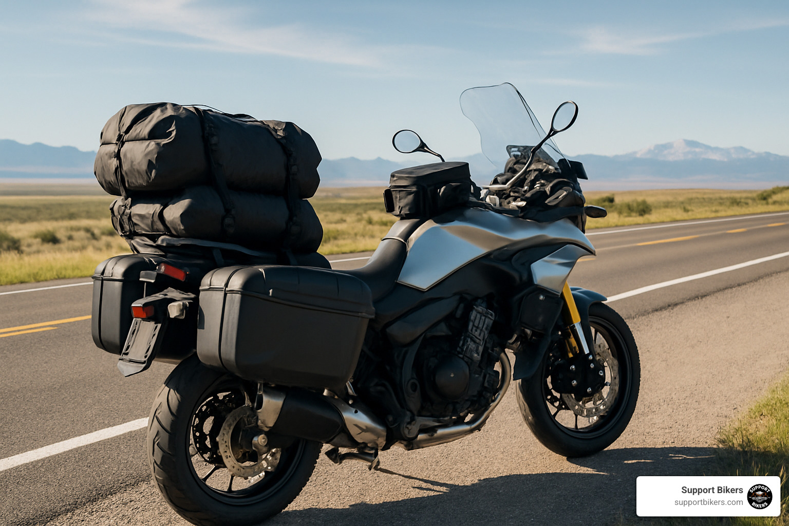 Luggage and storage capacity illustration on a touring bike