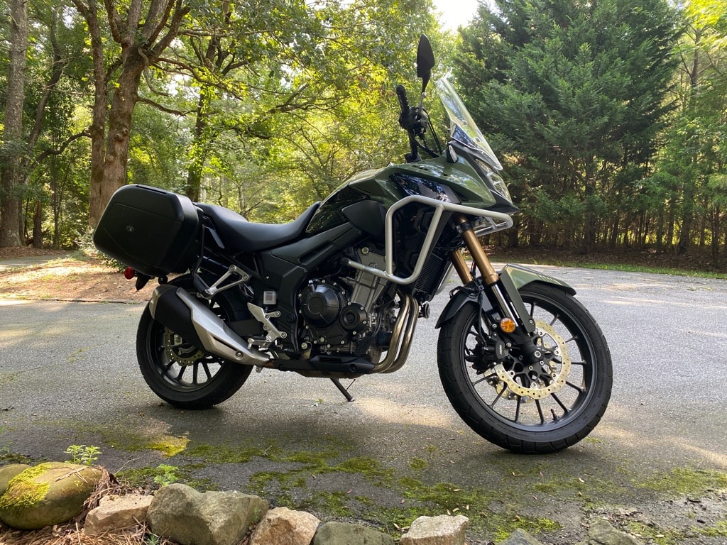 CB500X on an adventure or gravel road to show its versatility